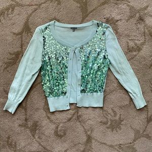 Mint green cardigan with sequin embellishments